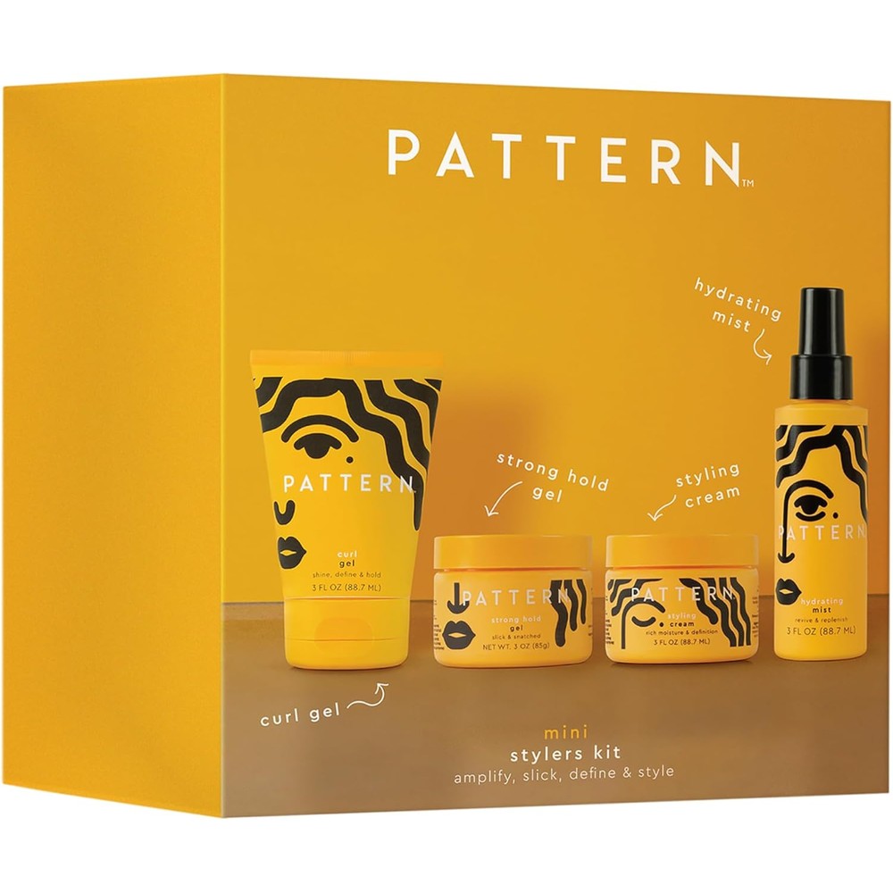 PATTERN Beauty Mini Stylers Kit 3 fl oz. - for Curly, Coily & Tight Textured Hair - Includes Hydrating Mist, Curl Gel, Styling Cream & Strong Hold Gel
