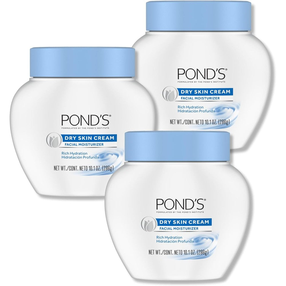 POND'S Dry Skin Cream - Moisturizing Face Cream for Deep Hydration - Daily Hydrating Facial Moisturizer for Radiant Skin - Dermatologist Tested, Non-Comedogenic Face Moisturizer, 10.1 oz, 3 Pack