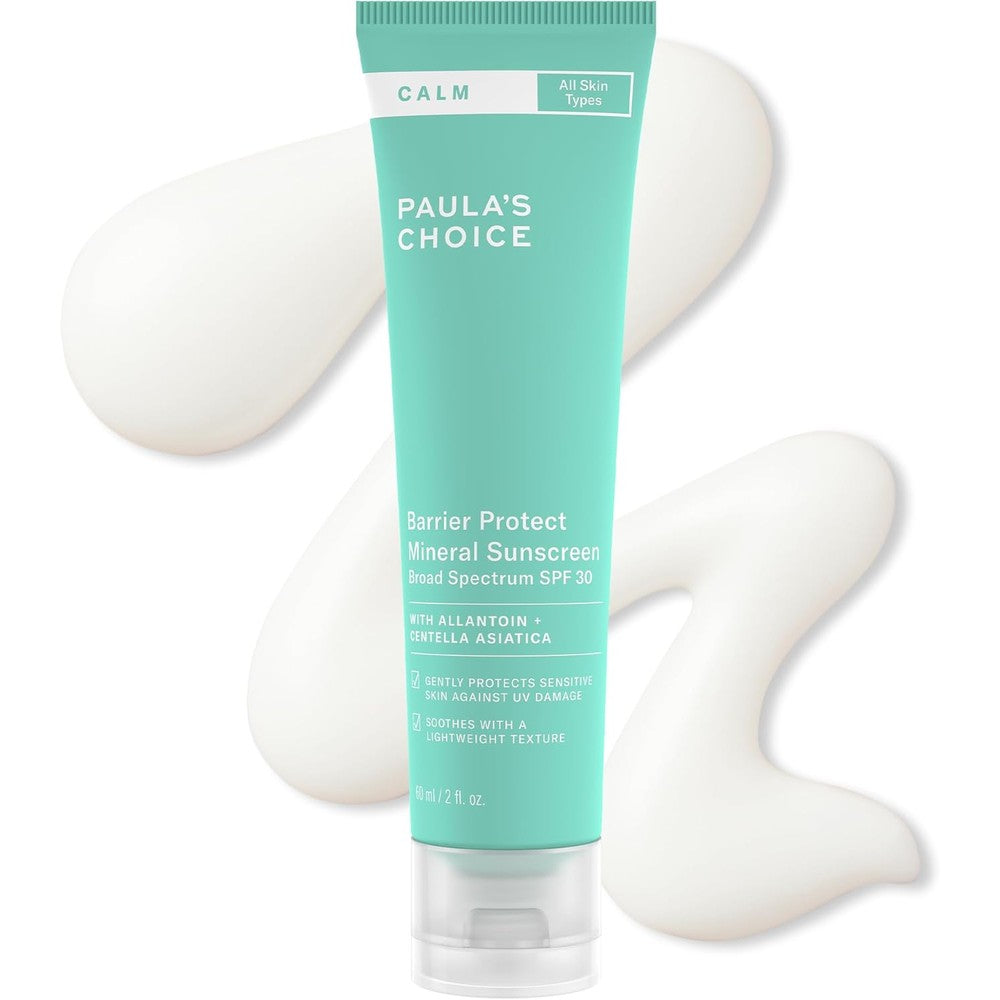 Paula's Choice CALM Barrier Protect Mineral Sunscreen front view bottle for sensitive skin.