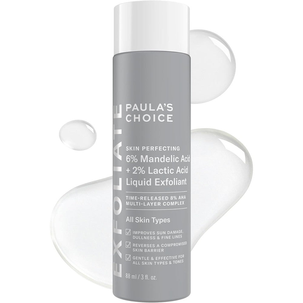 Paula's Choice Mandelic Acid and Lactic Acid Exfoliant front view for gentle daily exfoliation