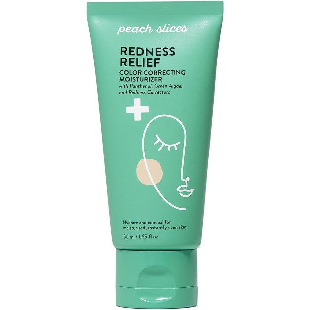 Peach Slices - Redness Relief Color Correcting Moisturizer (1.69 oz) - Hydrate & Conceal - Visibly Reduce Redness & Irritation - Panthenol, Cica, Algae - Vegan, Cruelty Free, Korean Skin Care & Beauty