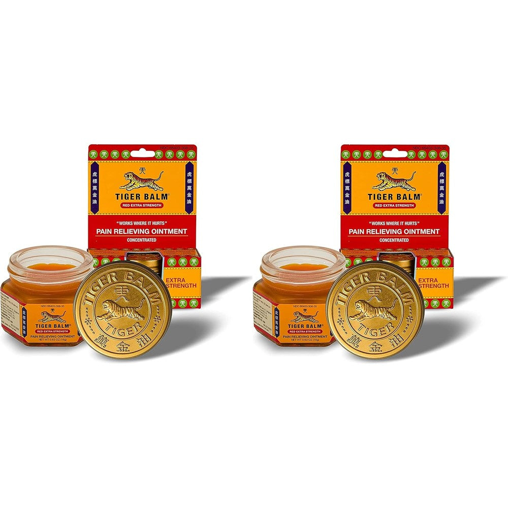 Tiger Balm Pain Relieving Ointment, Extra Strength, 0.63 Ounce, Cinnamon Yellow (Pack of 2)