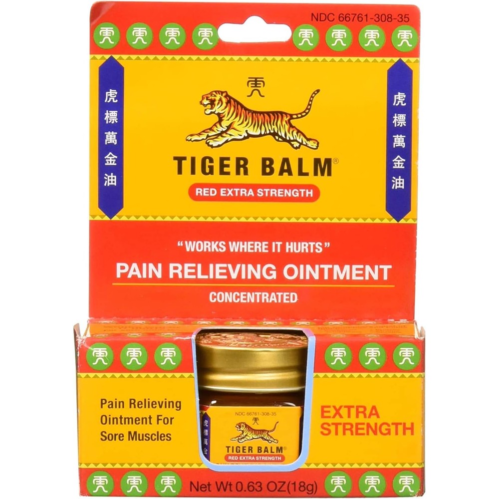 Tiger Balm Pain Relieving Red Extra Strength, 18g - Relief for Sore Muscles - Extra Strength Sports Rub - Tiger Balm Extra Strength - Tiger Balm Ointment