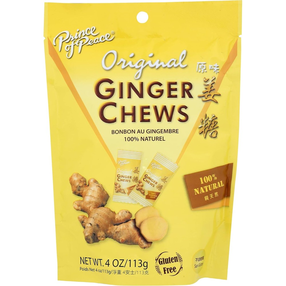 Prince of Peace Original Ginger Chews Candy, Natural, Gluten Free, 4 Ounces (Pack of 12)