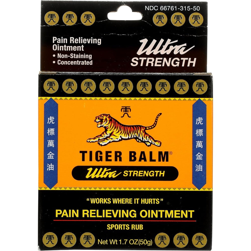 Tiger Balm Pain Relieving Ointment Ultra Strength Non-staining, 1.7 Ounce