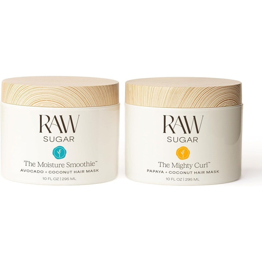 Raw Sugar The Mighty Curl & The Moisture Smoothie Mask Duo, Without SLS/SLES & Parabens, Color-Friendly, Vegan