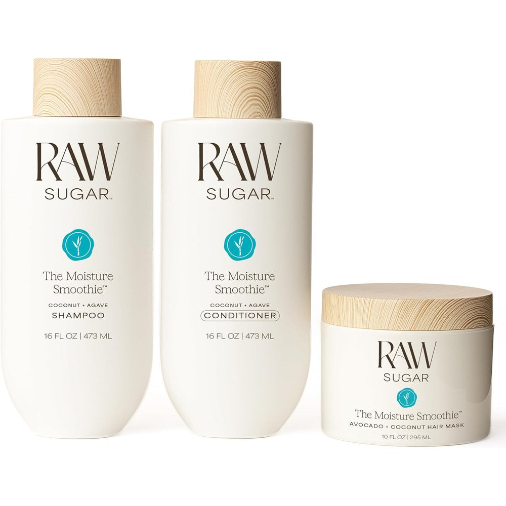Raw Sugar The Moisture Smoothie Bundle - Shampoo, Conditioner & Hair Mask, Hair Care for Dry Damaged Hair, Formulated without SLS/SLES & Parabens