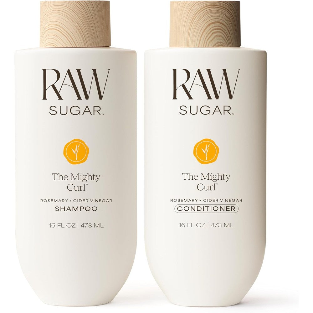 Raw Sugar Shampoo and Conditioner Set, The Mighty Curl Hair Care Duo, 16 Fl Oz (2 Products) Boosts Curls, A Revitalizing Haircare Bundle, Without SLS/SLES & Parabens, Color-Friendly, Vegan