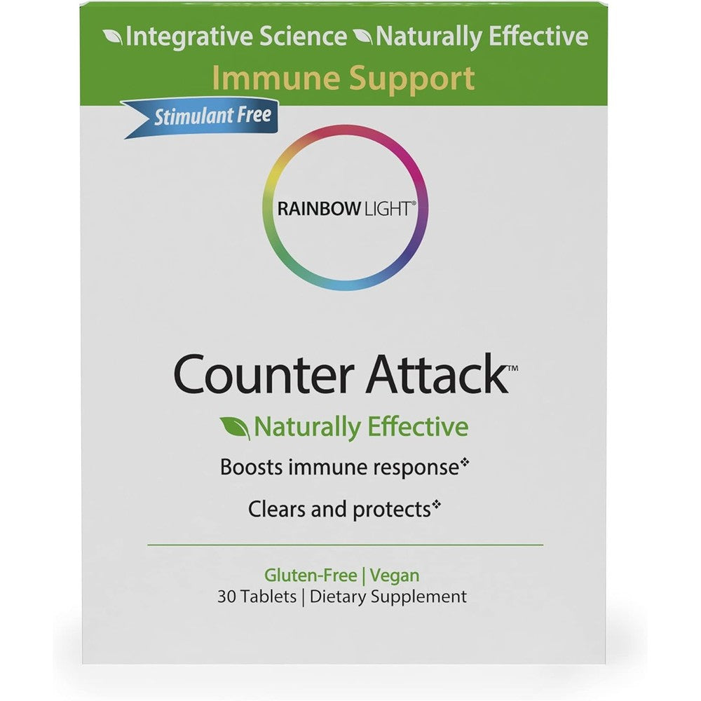Rainbow Light - Counter Attack - Vitamin C and Zinc Supplement; Vegan and Gluten-Free; Herbal Blend Provides Immune Support, Boosts Immune System Health and Response - 30 Tablet Blister Box