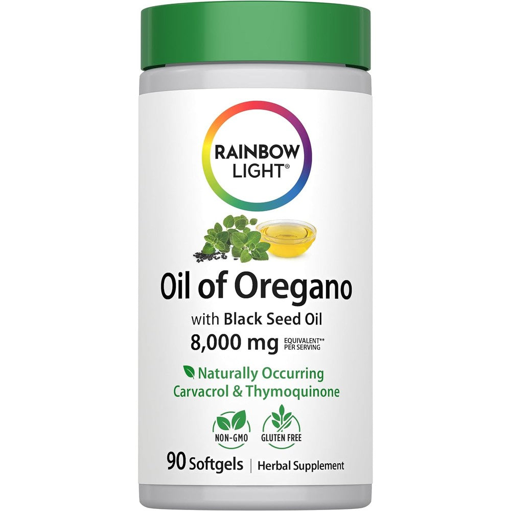 Rainbow Light Oil of Oregano with Black Seed Oil | 90 Softgels | Naturally Occurring Carvacrol & Thymoquinone