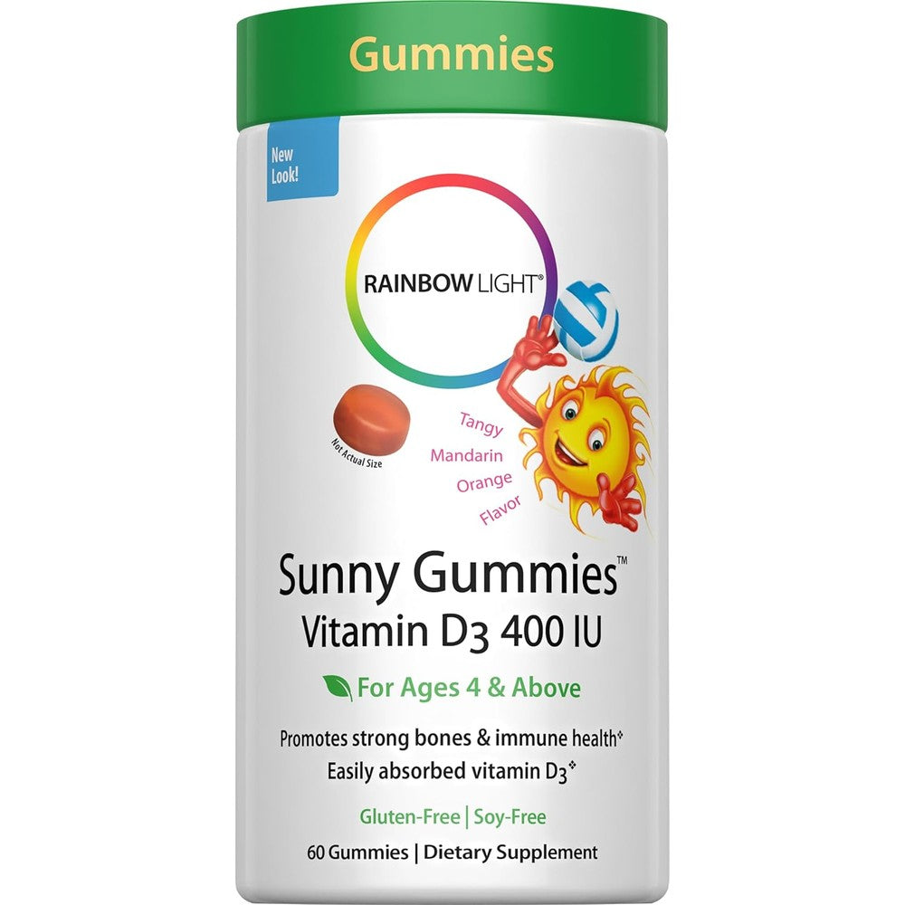 Rainbow Light - Sunny Gummies Vitamin D3 400 IU, 60 Count, Immune Health, Tangy Tangerine Flavor