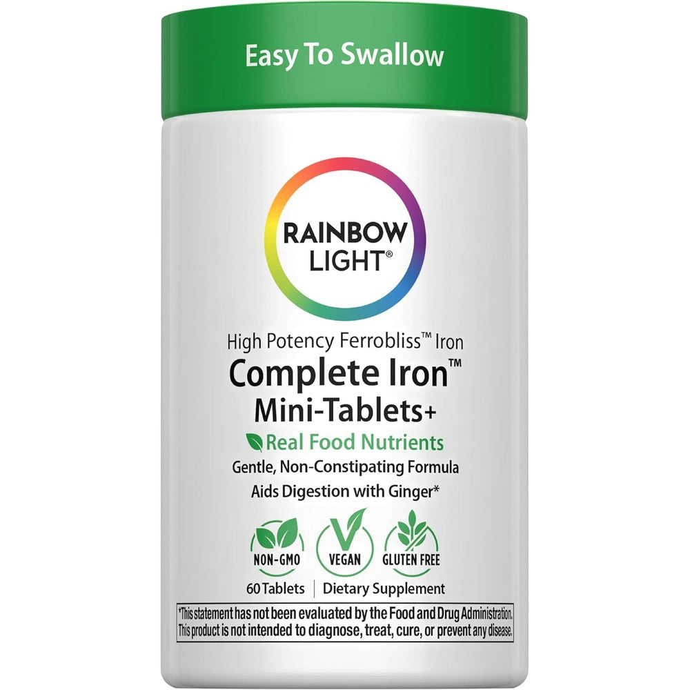 Rainbow Light Complete Iron Mini Tablets | 60 Count | High Potency Iron | with Vitamin C to Support Absorption | Supplement for Men and Women