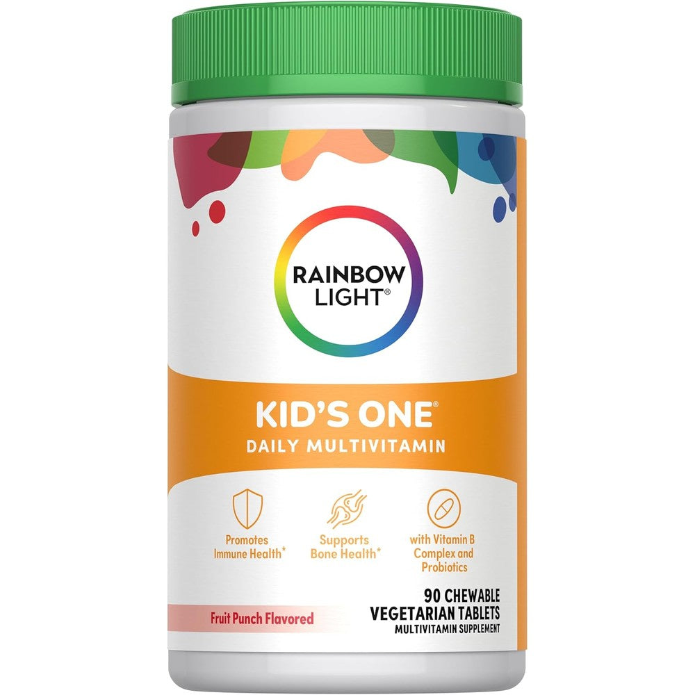 Rainbow Light Kids One Multivitamin Tablets, Provides Healthy Growth and Immune Support, with Vitamin C, Zinc, & B Complex, Vegetarian and Gluten Free, Fruit Punch, 90 Count