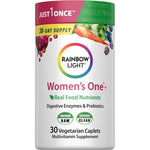 Rainbow Light Womens Multivitamin One + | 30 Caplets | Real Food Nutrients, Digestive Enzymes & Probiotics