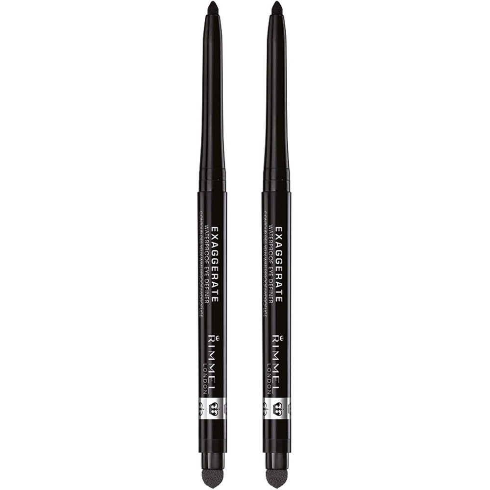 Rimmel London exaggerate auto waterproof eye definer, blackest black, Pack of 2