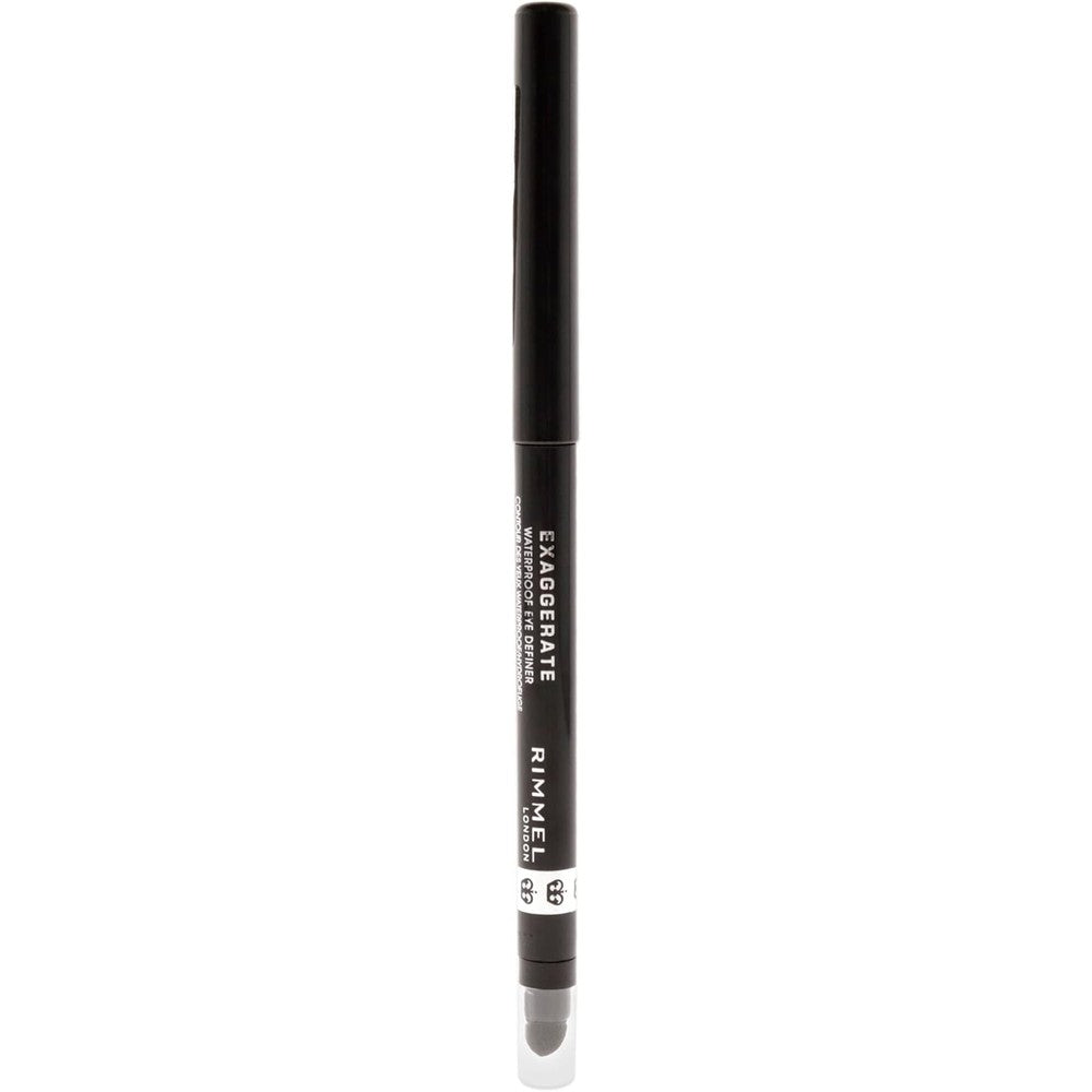 Rimmel London Exaggerate Waterproof Eye Definer Eyeliner, Highly Pigmented, Long-Wearing, Built-In Smudger, 262, Blackest Black, 0.01oz