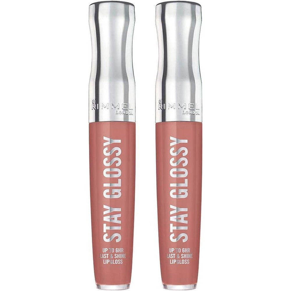 Rimmel Stay Glossy 6HR Lip Gloss, Bare Minimum, 0.18 Fl Oz (Pack of 2)