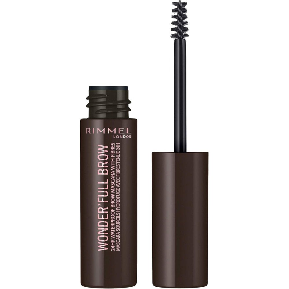 Rimmel London Wonder'Full 24HR Eyebrow Mascara, Long-Wearing, Waterproof, Smudge-Proof, 003, Dark Brown, 0.04oz