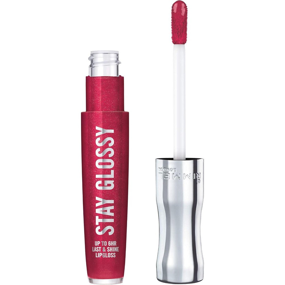 Rimmel Stay Glossy Lip Gloss - Non-Sticky and Lightweight Formula for Lip Color and Shine - 490 Grind Time, .18oz