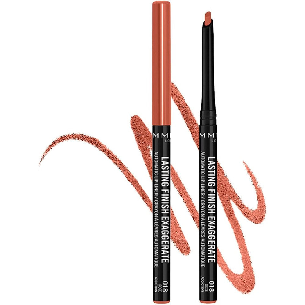 Rimmel Lasting Finish Exaggerate Automatic Lip Liner - Rich, Smooth Formula, Long Lasting - 018 Rose Addiction, .01oz