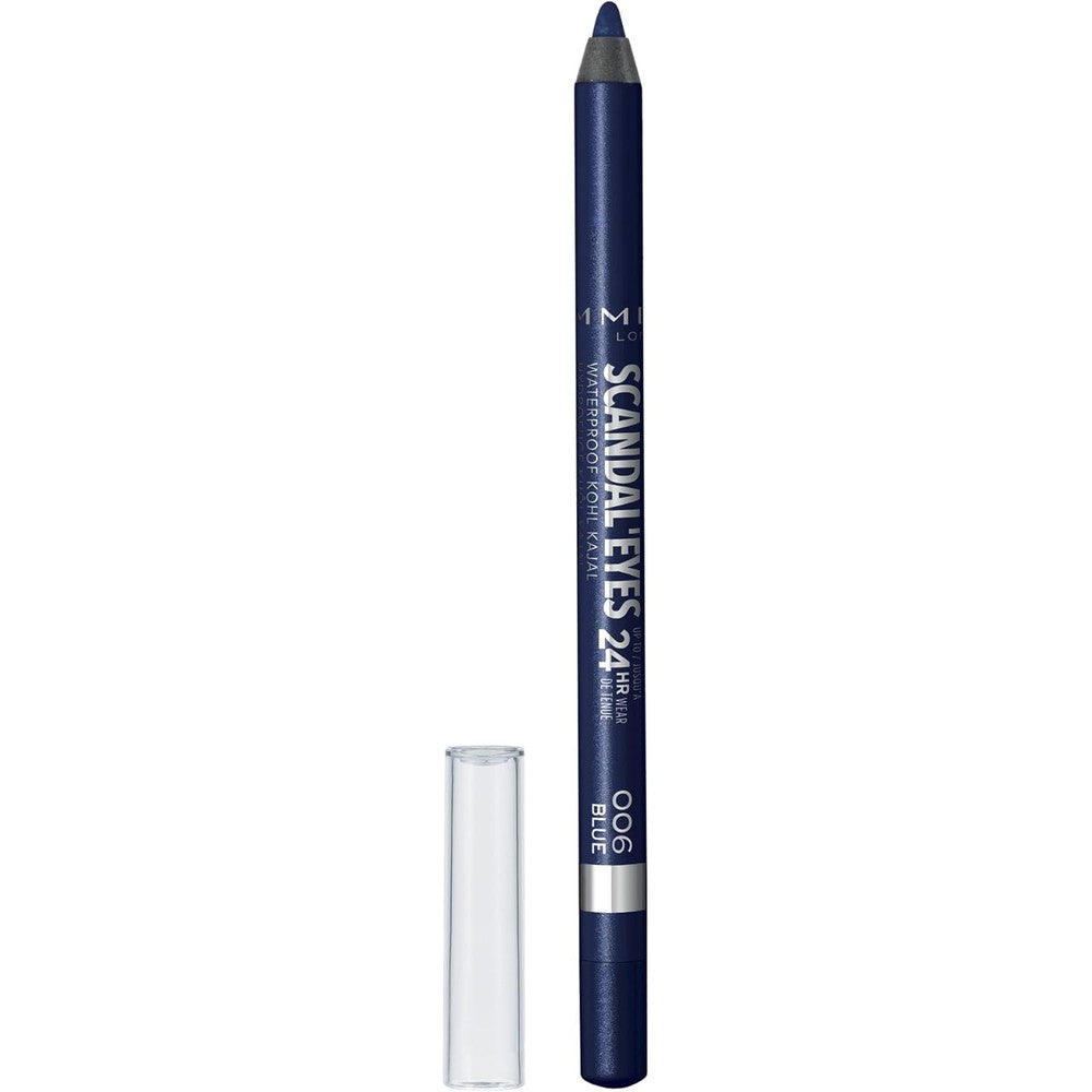 Rimmel London Scandaleyes Waterproof Kohl Kajal Eyeliner Pencil, Intense Color, Long-Wearing, Smudge-Proof, 006, Deep Blue, 0.04oz