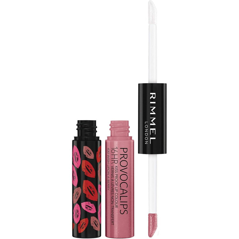 Rimmel London Provocalips 16hr Kiss-Proof Lip Color - Two-Step Liquid Lipstick to Lock in Color and Shine - 430 Wish Upon A Berry, .14 fl.oz.