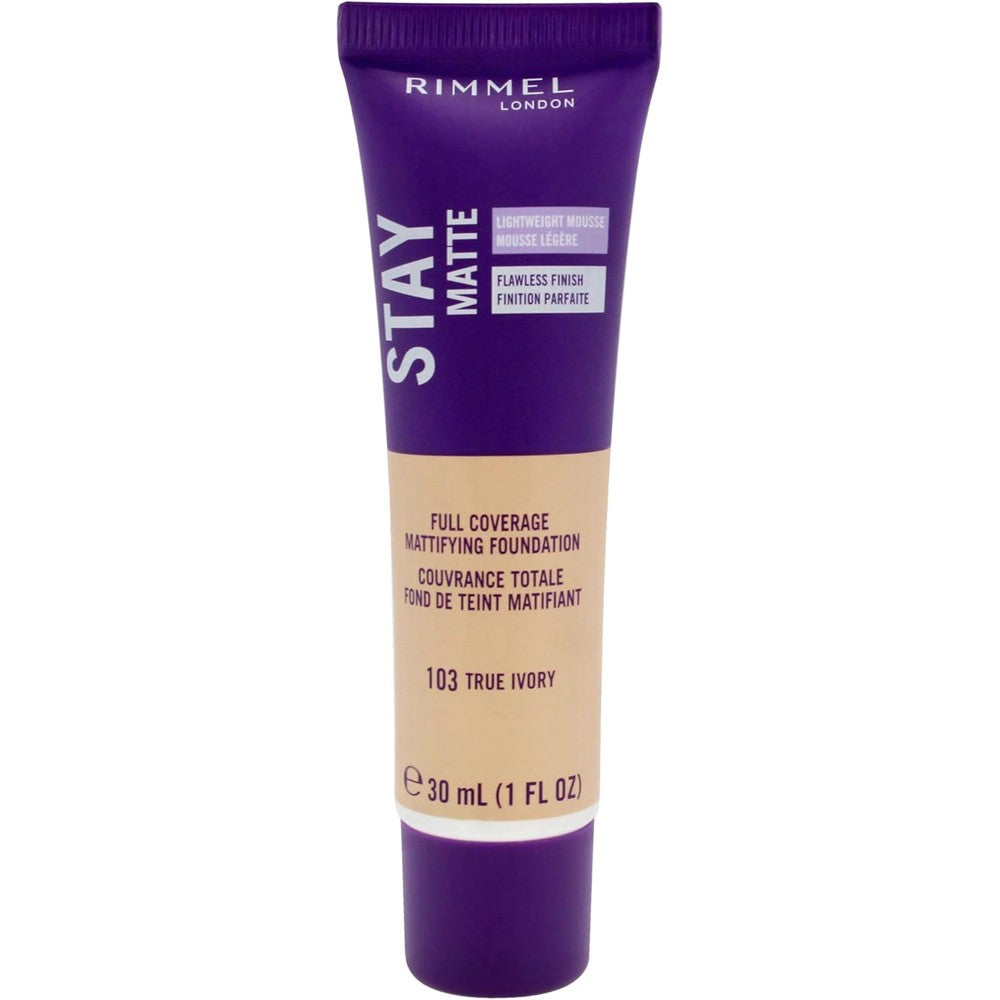 Rimmel Stay Matte Foundation True Ivory 1 Fluid Ounce Bottle Soft Matte Powder Finish Foundation for a Naturally Flawless Look