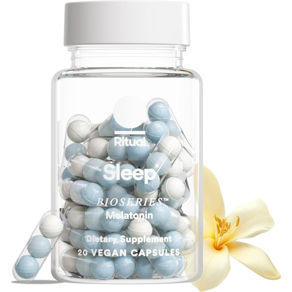 Ritual Sleep Melatonin 5mg - Sleep Aid Supplement - BioSeries Time Released Capsules Designed for All Night* Sleep Support for Adults - Vegan - Drug-Free - Vanilla - 20 Capsules - 20 Servings