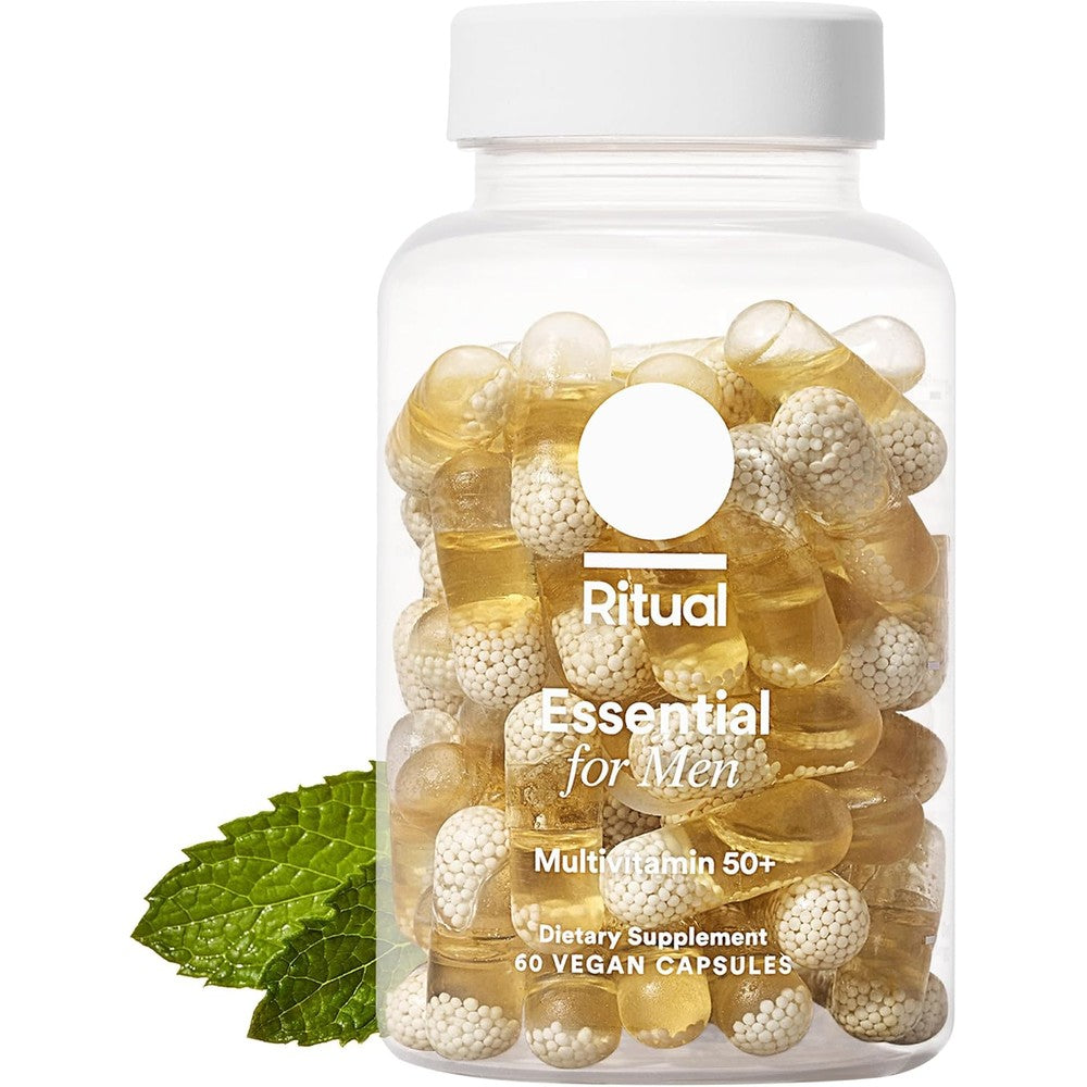 Ritual Men's 50+ Daily Multivitamin - Key Essential Vitamins and Minerals To Support Heart, Energy, Brain, Muscle, Bone Health* - Including Zinc, D3, B12, A - Vegan - Mint - 60 Capsules - 30 Servings