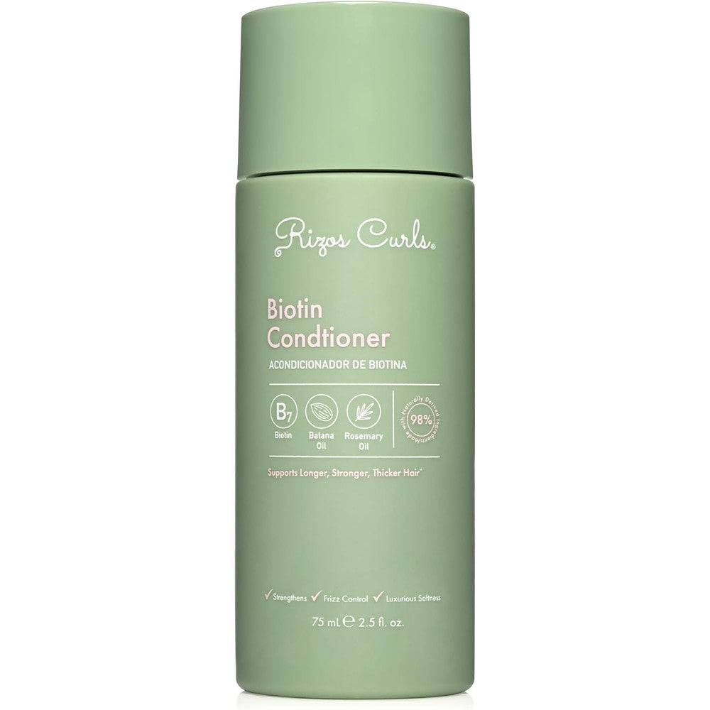 Rizos Curls Biotin Conditioner, Strengthen & Nourish, Rosemary Oil & Oat Protein for Longer and Stronger Hair, Hair is Fuller, Softer & Shinier, 2.5 oz