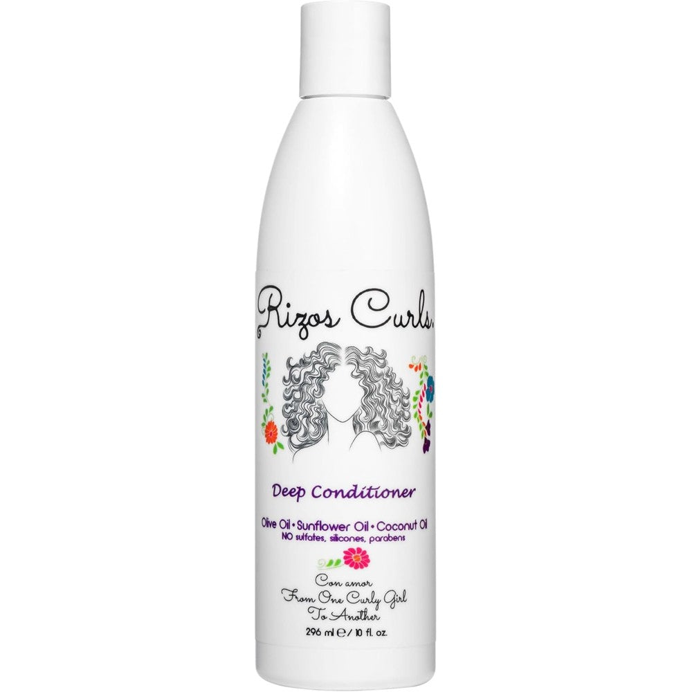Rizos Curls Deep Conditioner, Strengthens & Moisturizes Hair while Controlling Frizz, Add Softness and Manageability with Coconut Oil, Sunflower Oil & Shea Butter, 10 oz