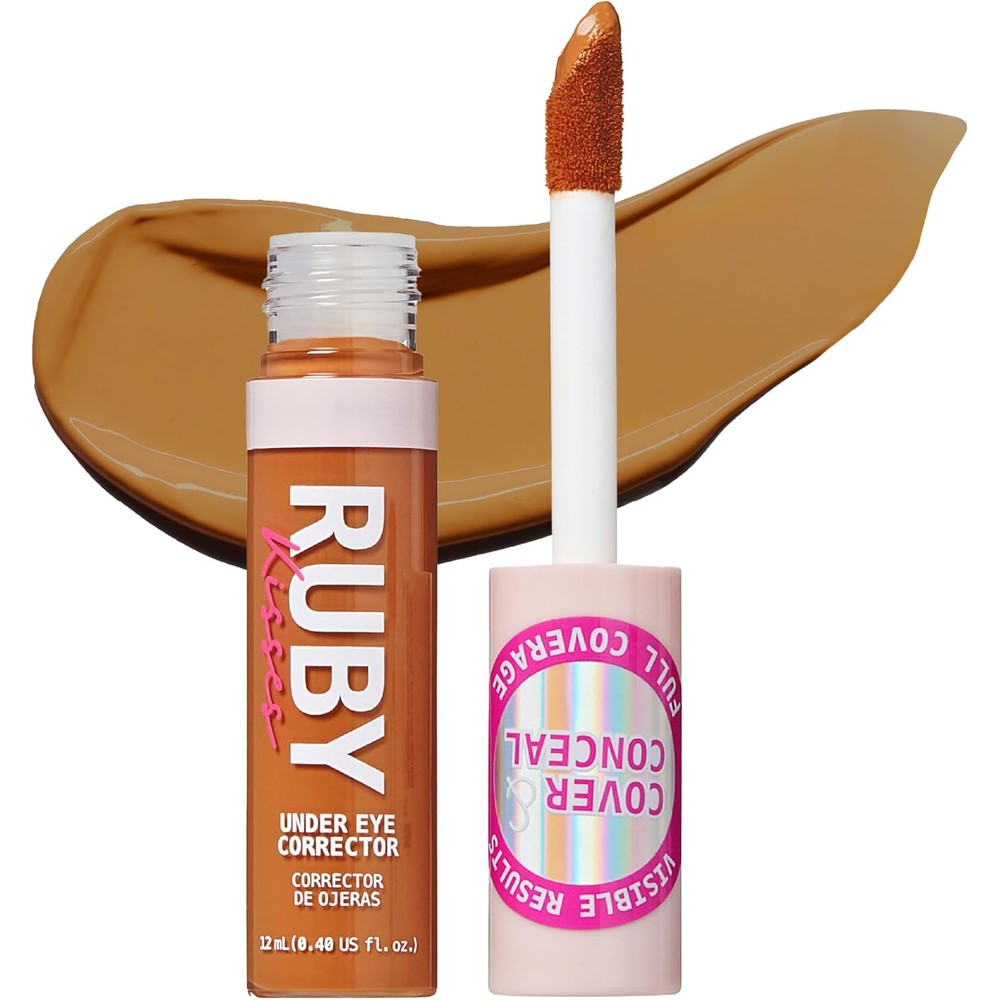 Ruby Kisses Under Eye Concealer, Full Coverage Makeup for Dark Circles, Redness, Hyperpigmentation, Blemishes, Moisturizing Satin Finish Formula With Caffeine & Peptides (325 Toffee, 0.40 Fl Oz)