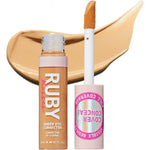Ruby Kisses Under Eye Concealer, Full Coverage Makeup for Dark Circles, Redness, Hyperpigmentation, Blemishes, Moisturizing Satin Finish Formula With Caffeine & Peptides (145 Golden Beige, 0.40 Fl Oz)
