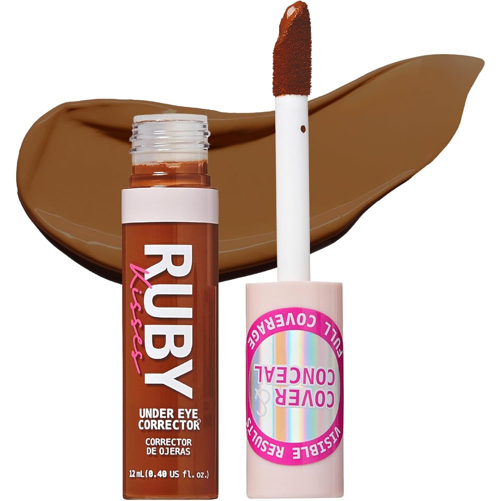 Ruby Kisses Under Eye Concealer, Full Coverage Makeup for Dark Circles, Redness, Hyperpigmentation, Blemishes, Moisturizing Satin Finish Formula With Caffeine & Peptides (415 Mocha, 0.40 Fl Oz)