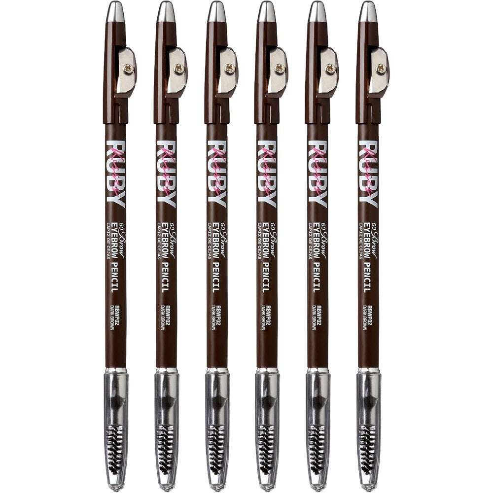 Kiss Go Brow Eyebrow Wooden Pencil Dark Brown (6 Pieces)