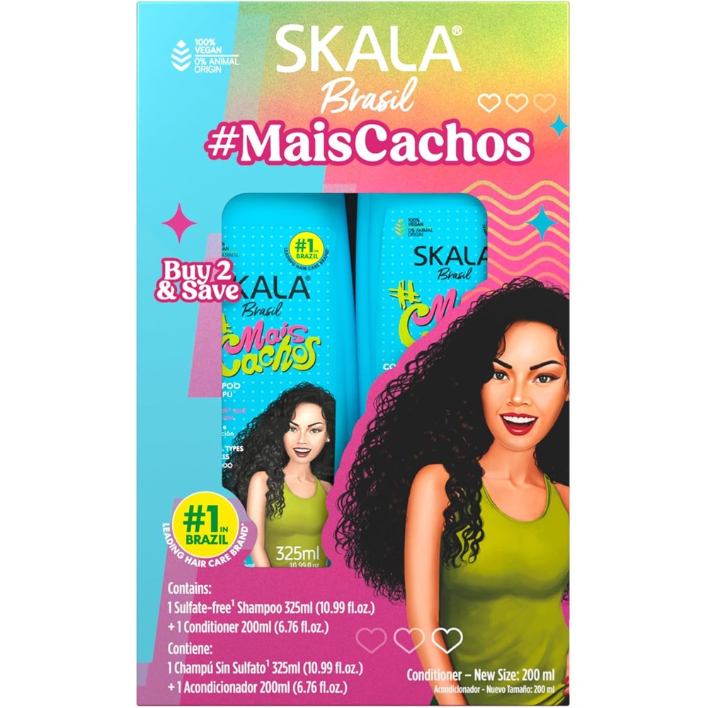 Skala Mais Cachos Shampoo and Conditioner Kit front view