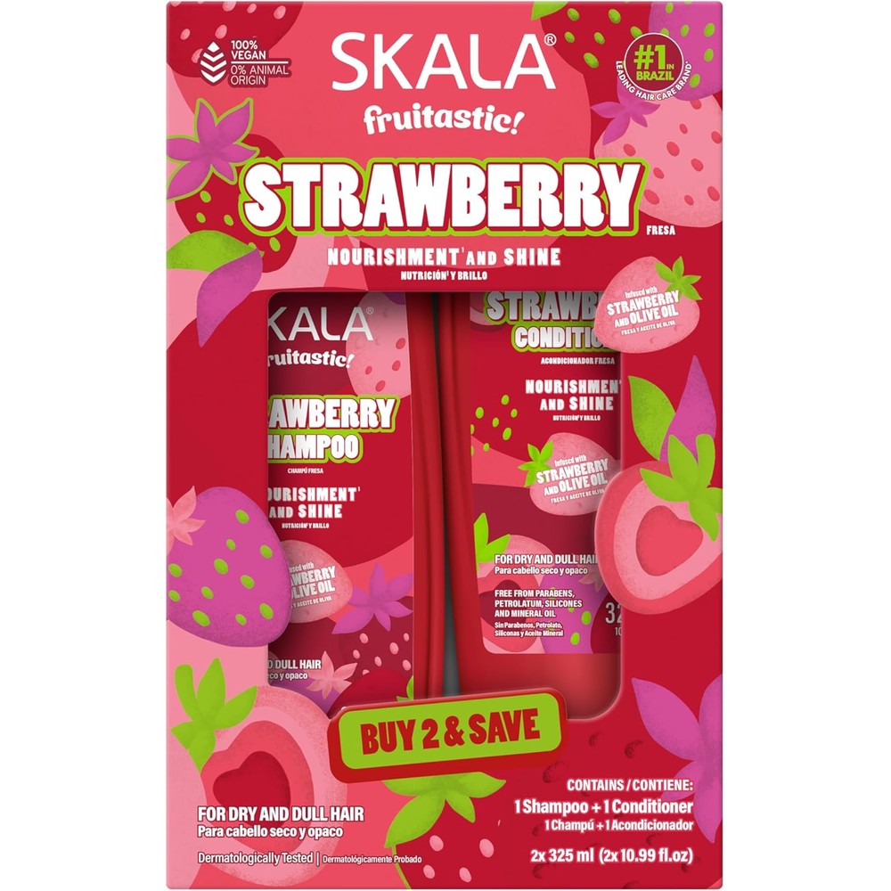 Skala Fruitastic Strawberry shampoo and conditioner set front view