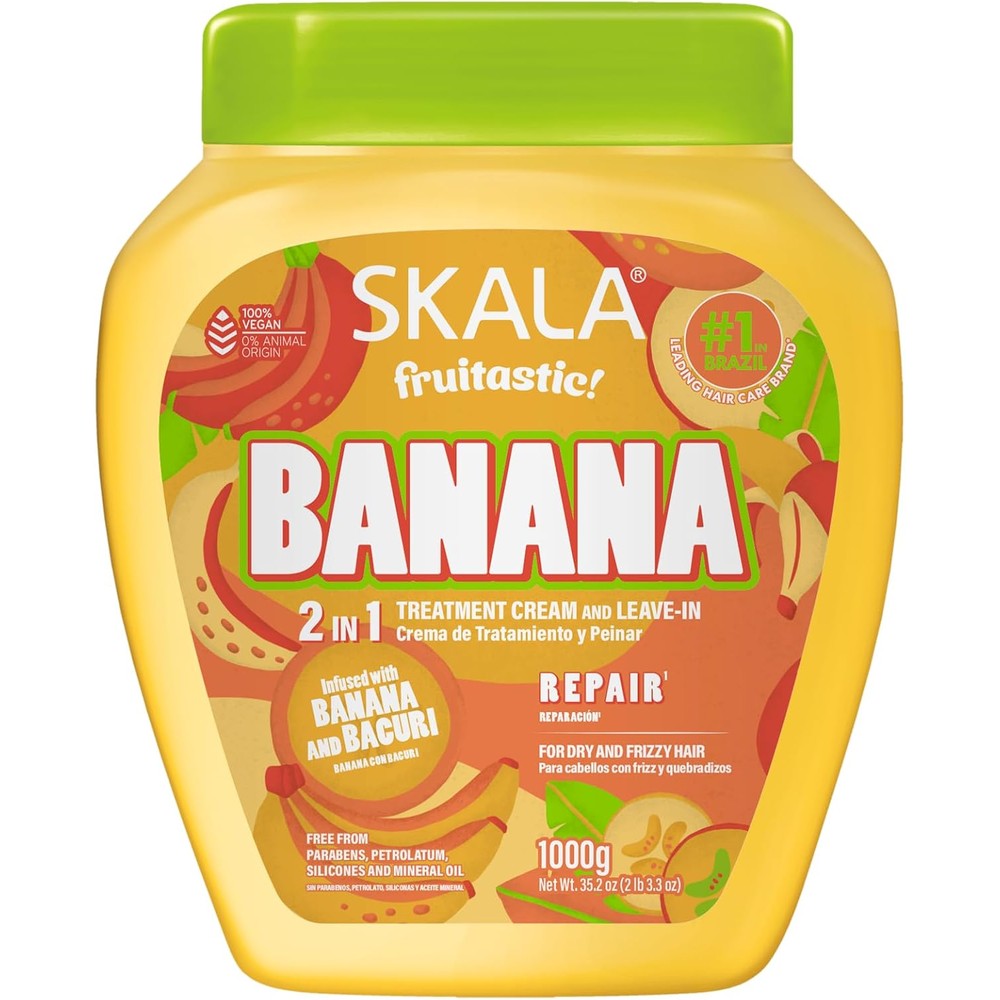 SKALA Banana 2 in 1 Treatment Cream front view showcasing the 1000 grams packaging for vegan hair care
