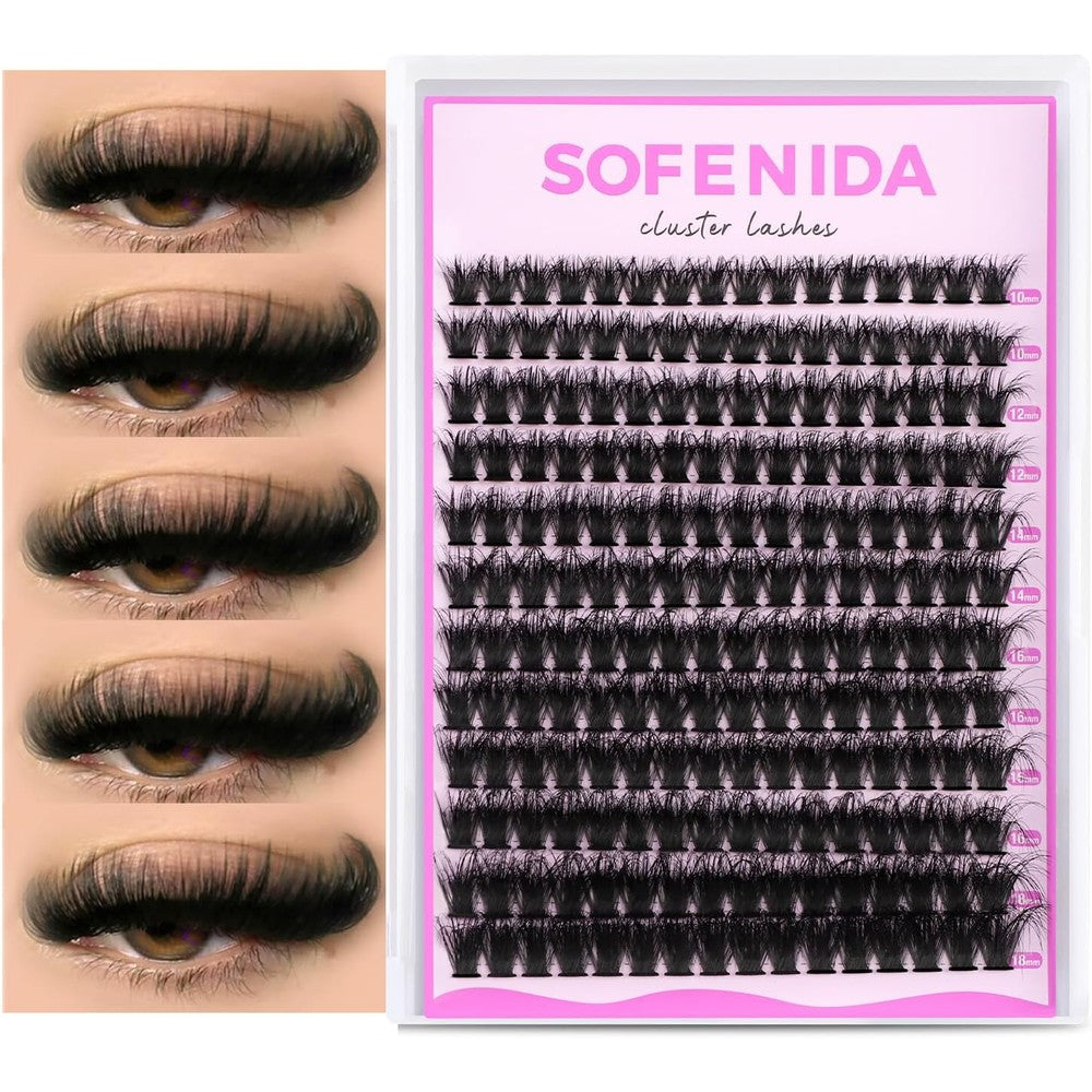 SOFENIDA Lash Clusters 80D Individual Cluster Lashes 10-18mm Volume Eyelash Clusters D Curly Cluster Eyelash Extensions 3D Thick Lash Clusters Wispy Lashes Clusters(80D-10-18MIX Lashes)