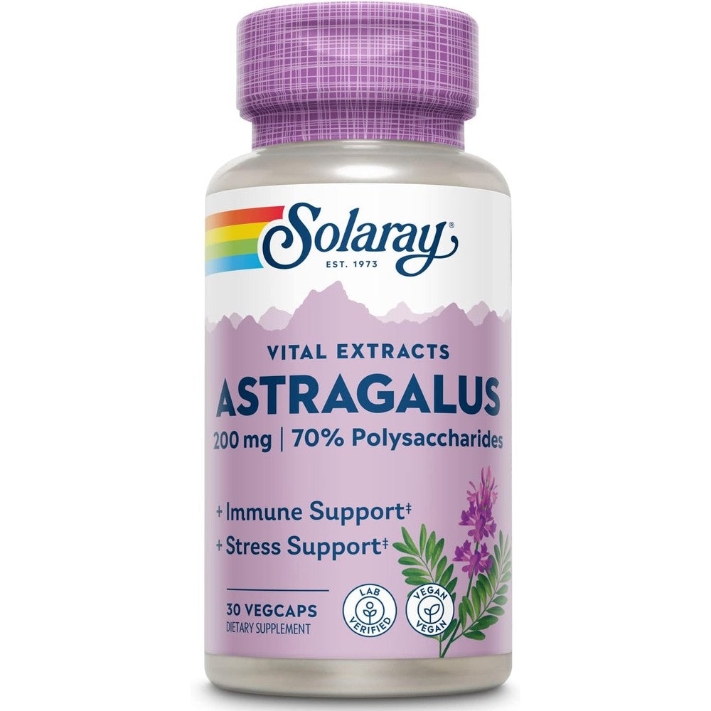 SOLARAY Astragalus Root Extract 200 mg | Adaptogenic & Healthy Immune Function & Stress Support | Non-GMO | 30 VegCaps