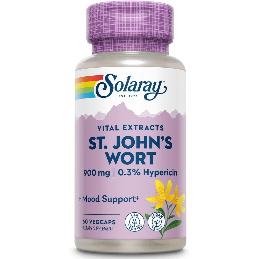 SOLARAY St. Johns Wort Aerial Extract 450mg Two Daily | Mood & Brain Health Support | 0.3% Hypericin | 60ct, 30 Serv.