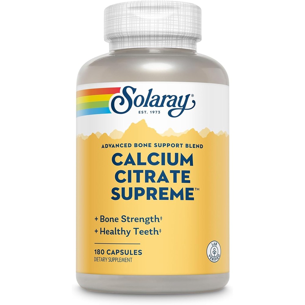 Solaray Calcium Citrate Supreme 800mg Advanced Bone Support Blend | Gentle Digestion Formula | 30 Servings | 180 VegCaps