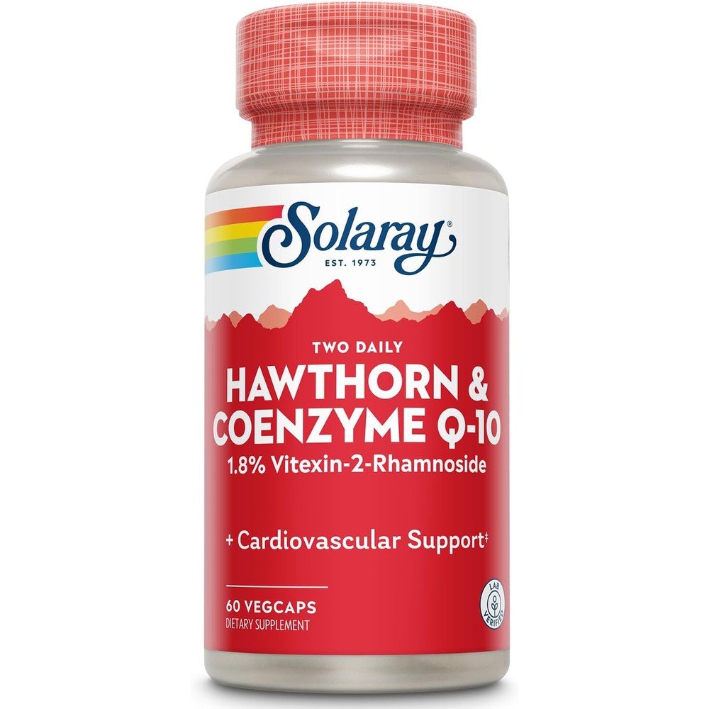 SOLARAY Guaranteed Potency Hawthorn & CoQ10, Veg Cap (Btl-Plastic) 600mg | 60ct