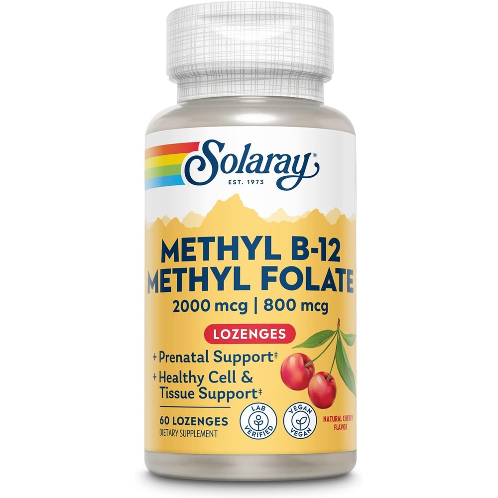 SOLARAY B-12 + Methyl Folate Lozenges | 60 Count