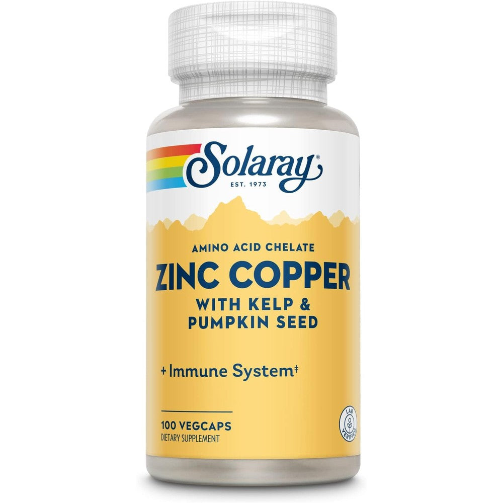 SOLARAY Zinc Copper with Kelp & Pumpkin Seed, 100 CT