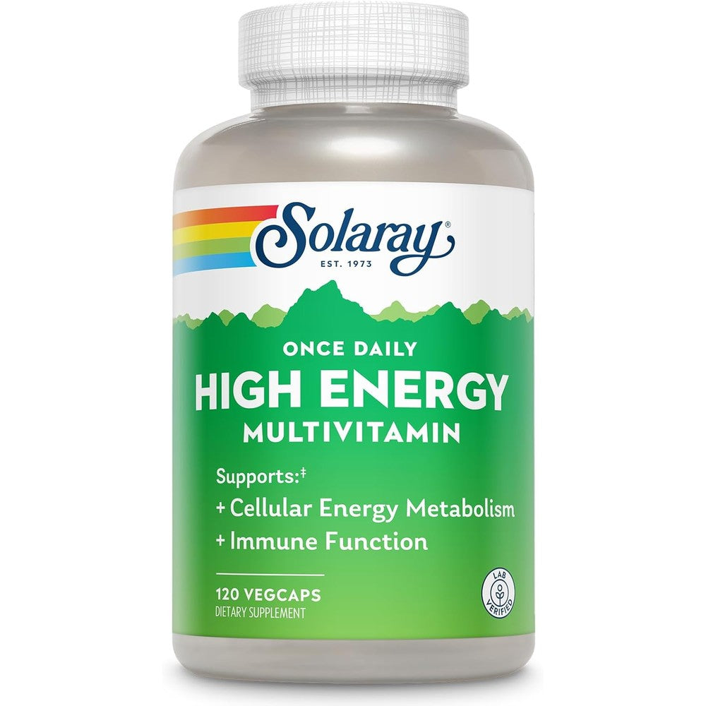 SOLARAY Once Daily High Energy Multivitamin for Women and Men - with Vitamin C, Vitamin D and Whole Food & Herb Base - Cellular Energy Metabolism & Immune Function Support - 120 Servings, 120 VegCap