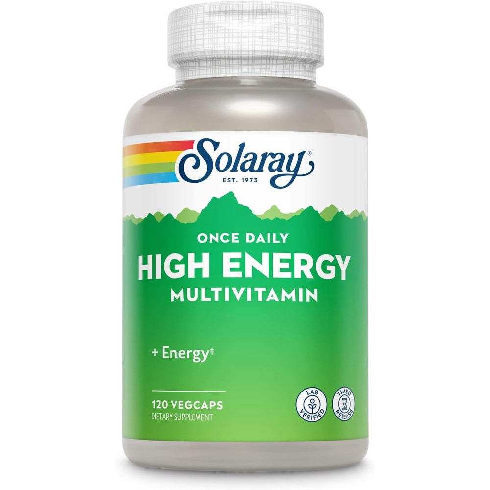 SOLARAY Once Daily High Energy Multivitamin, Timed Release Formula for Immune System and Energy Support, Whole Food and Herb Base, Mens and Womens Multi Vitamin, 120 Servings, 120 VegCaps