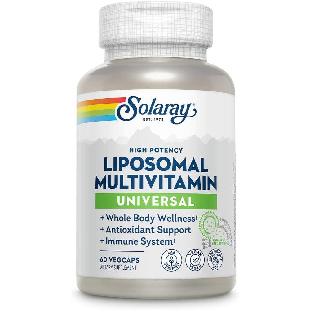 SOLARAY Liposomal Multivitamin for Men & Women, High Potency, Enhanced Absorption Vitamin C, Vitamin D, Biotin, Methyl B-12, Odor Neutral & Gentle Digestion, 30 Servings, 60 VegCaps