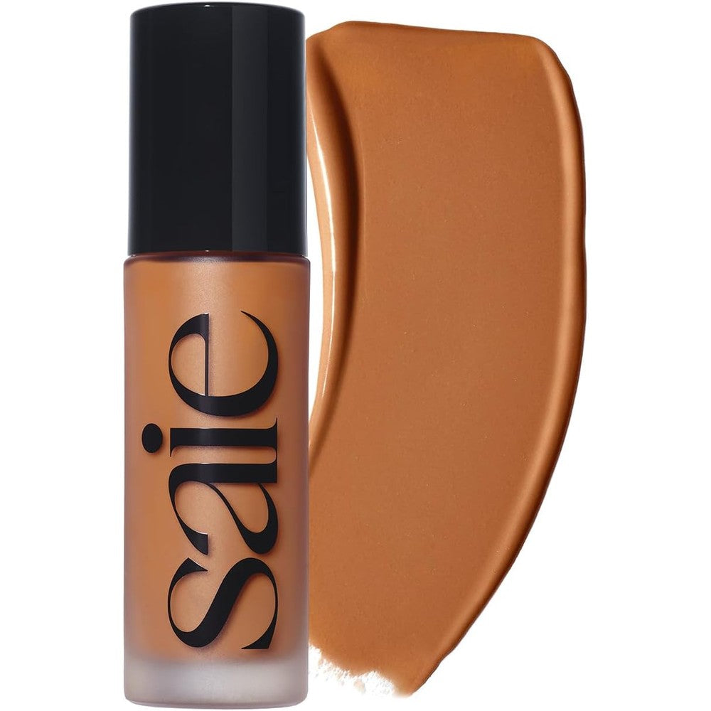 Saie Glowy Super Skin Tint Liquid Foundation - Weightless + Dewy Foundation with Lightweight Medium Coverage - Hydrating Face Makeup + Skin Care Serum Hybrid with Hyaluronic Acid - Shade 28 (1.01 oz)