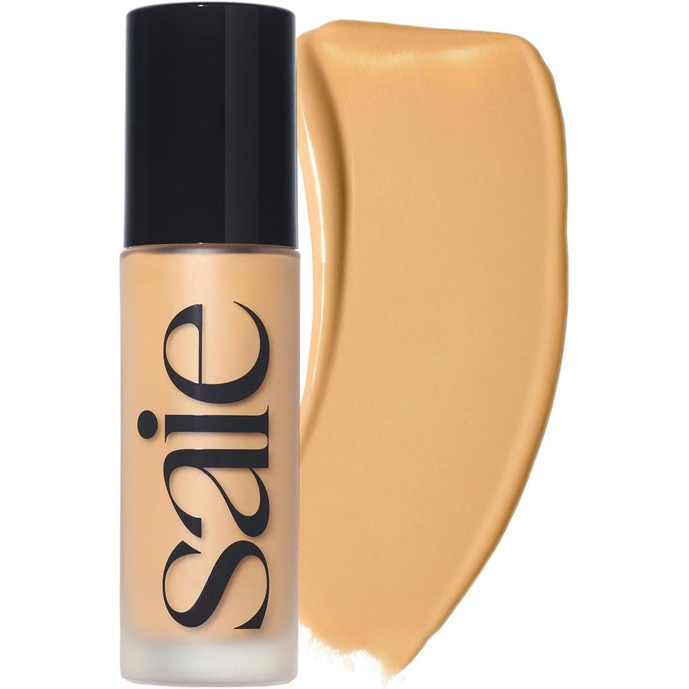 Saie Glowy Super Skin Tint Liquid Foundation - Weightless + Dewy Foundation with Lightweight Medium Coverage - Hydrating Face Makeup + Skin Care Serum Hybrid with Hyaluronic Acid - Shade 15 (1.01 oz)